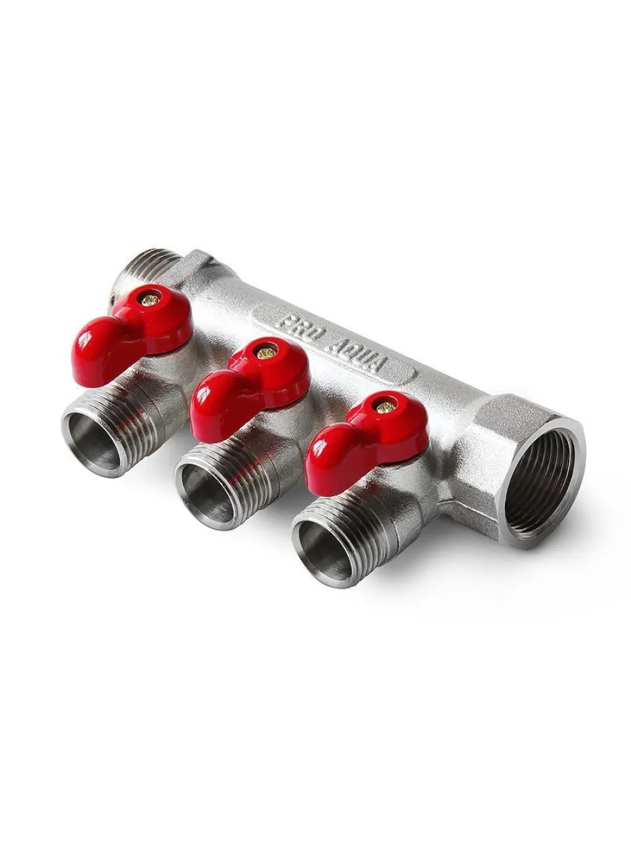 Коллектор с отсекающими кранами 3/4", 3х1/2"