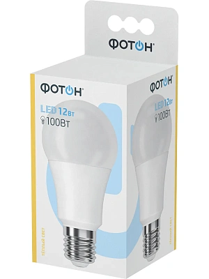 Лампа светодиодная LED A60  12W E27 3000K ФОТОН